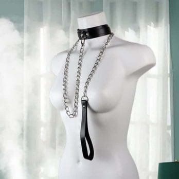 Collar Cosplay Halskette Leder mit Leine 3