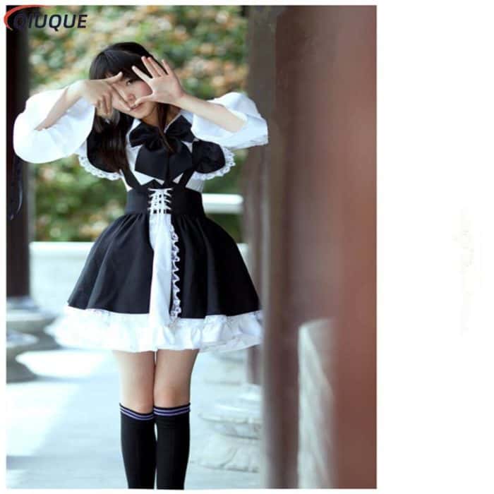 Maid Outfit Uniform lang Herren Damen Cosplay 2