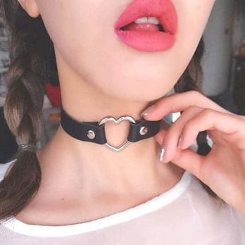 Choker Leder Collar Halskette Goth 2