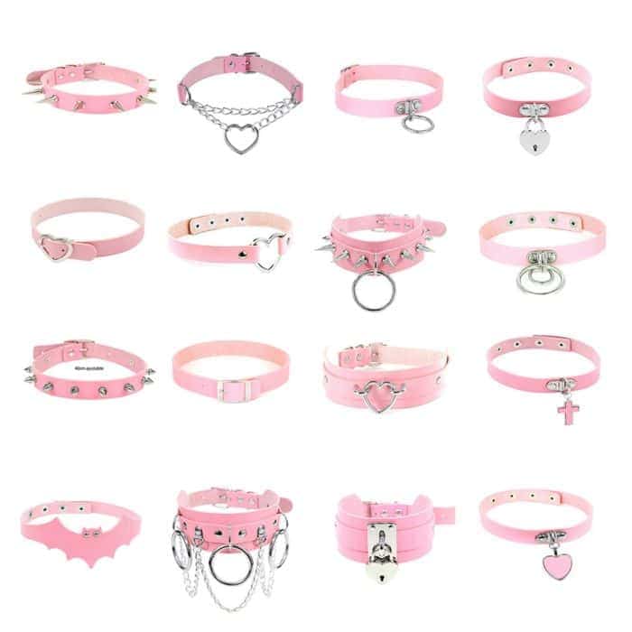 Pink Choker Collar Kpop Style Eboy Egirl 1