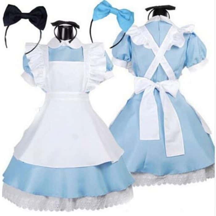 blau Maid Outfit kurz Herren Damen Catboy Catgirl Kawaii 1