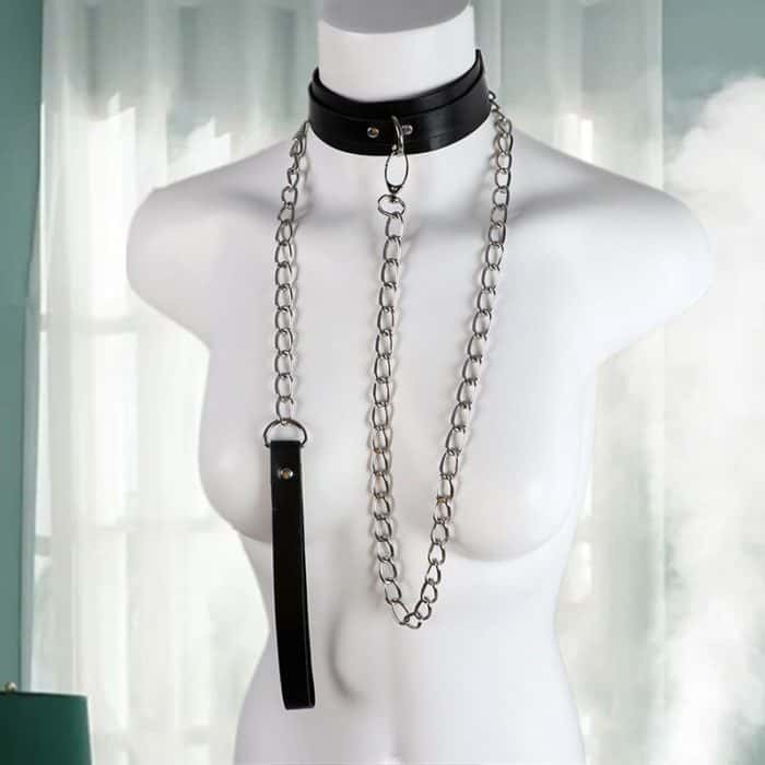 Collar Cosplay Halskette Leder mit Leine 2