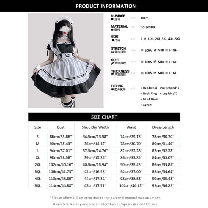 Japanese Anime Cosplay Maid Outfit Maid Uniform kurz 6