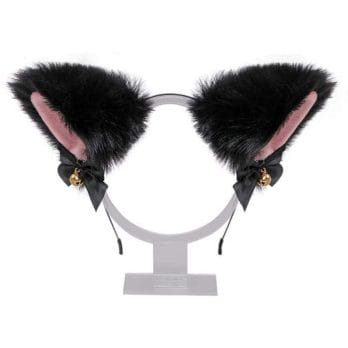 1set Cat Ears Bow Headband Necklace Cosplay Rabbit Ear Plush Bell Hairband Women Girl Masquerade Party Headwear Hair Accessories 4